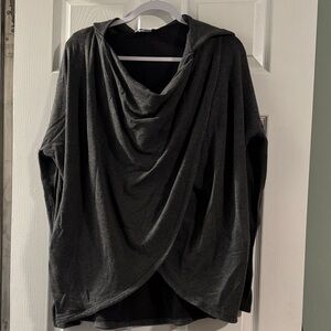 Stylish Black Drape Front Top
